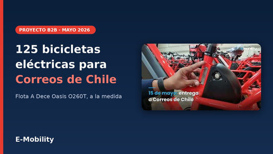 Flota de bicicletas eléctricas A Dece Oasis O260T rojas entregadas por E-Mobility a Correos de Chile
