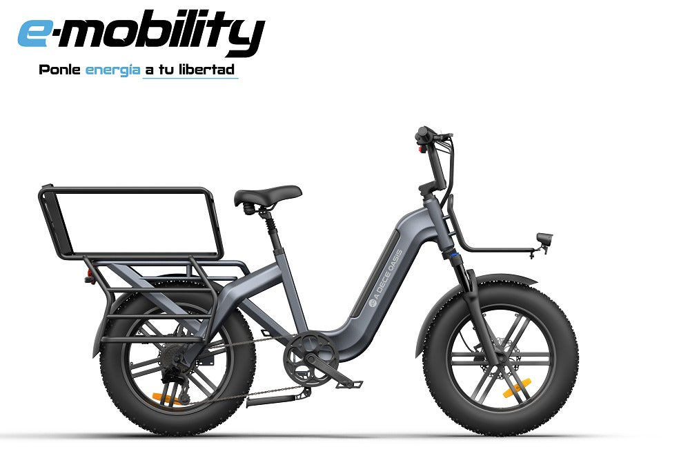 Canasto para niños montado en la bicicleta eléctrica ADO Oasis One, vista lateral