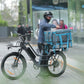 Repartidor en Santiago con caja térmica sobre una Bicicleta Eléctrica ADO O260T de doble - E-Mobility Chile, Las Condes