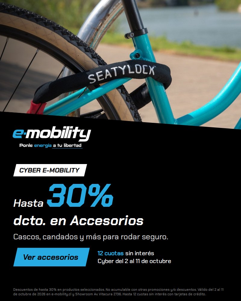 Cyber E-Mobility: hasta 30% de descuento en accesorios, cascos y candados, del 2 al 11 de octubre