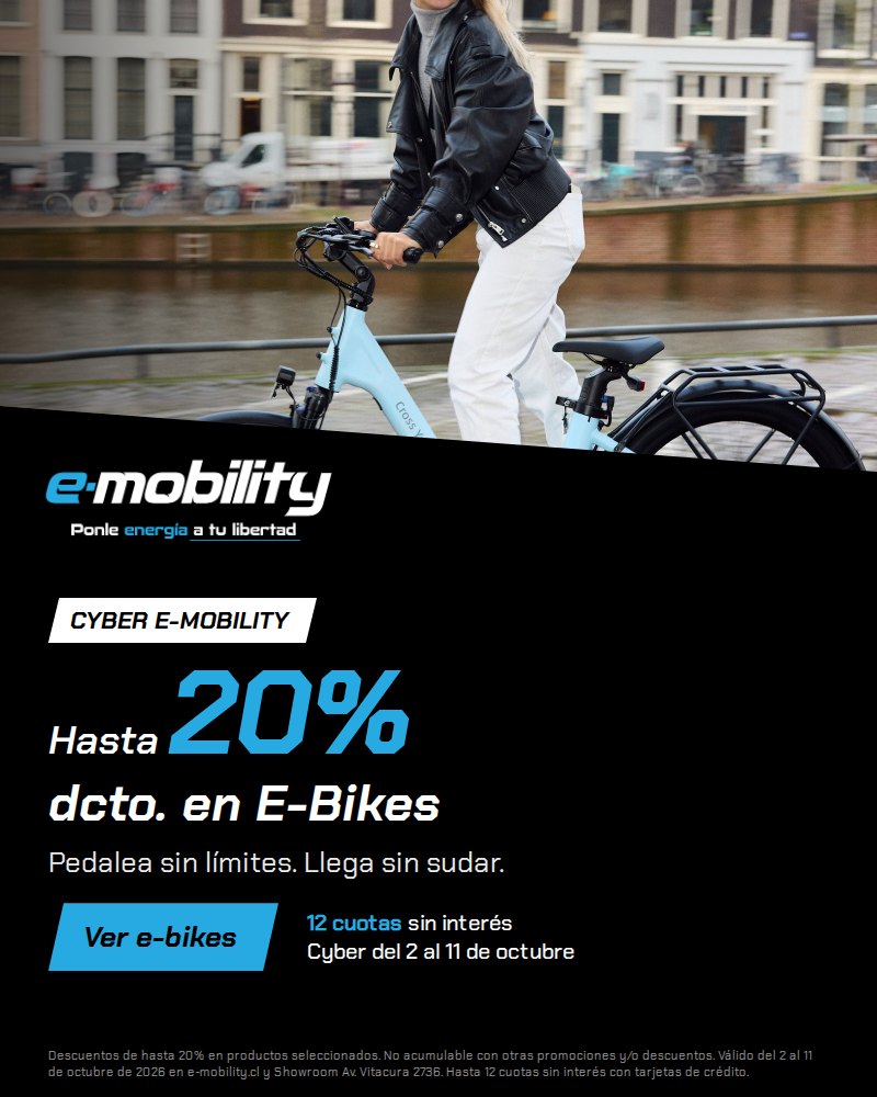 Cyber E-Mobility: hasta 20% de descuento en bicicletas eléctricas, 12 cuotas sin interés, del 2 al 11 de octubre
