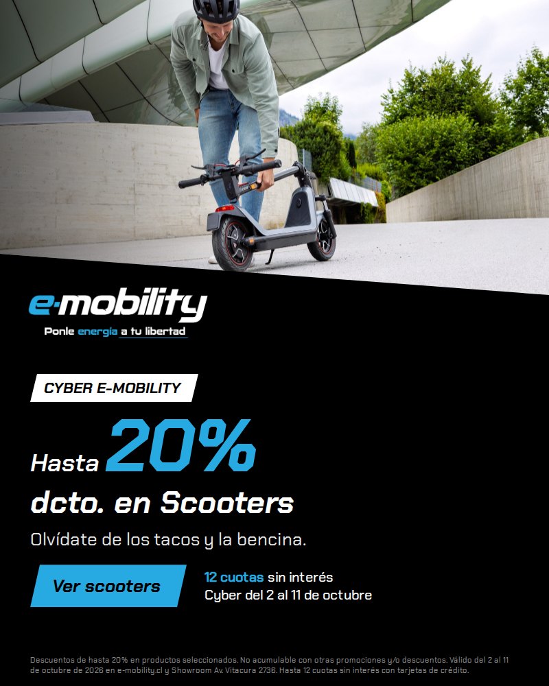 Cyber E-Mobility: hasta 20% de descuento en scooters eléctricos, 12 cuotas sin interés, del 2 al 11 de octubre