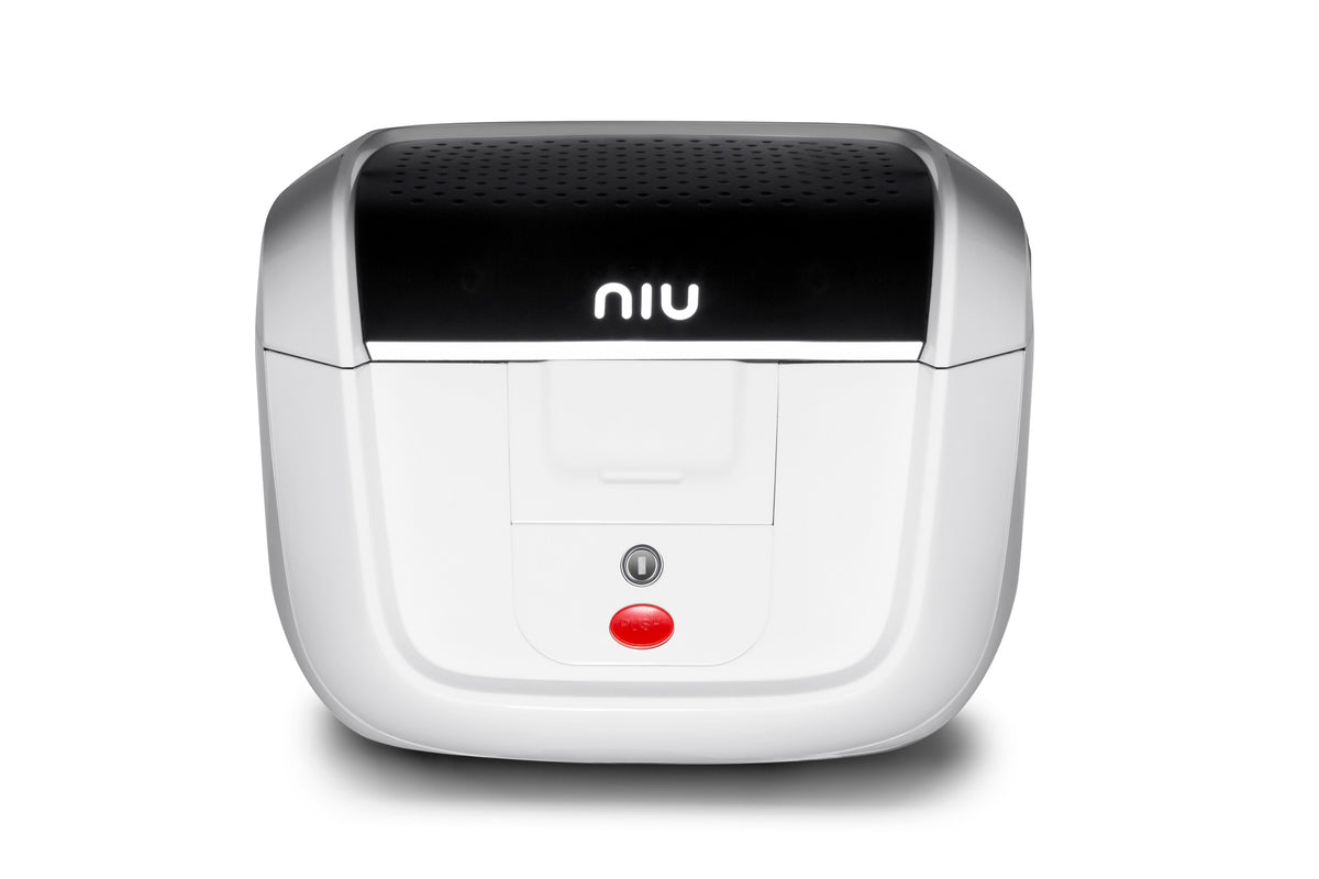 Maleta 29 Litros NIU blanco, contenido de la caja - E-Mobility Chile, Las Condes