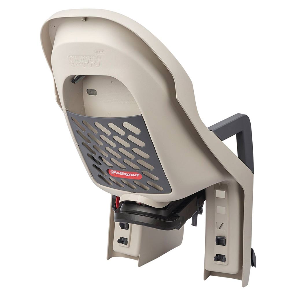 Silla Porta Bebé Polisport Guppy Maxi CFS para Parrilla gris, vista lateral - E-Mobility Chile, Las Condes
